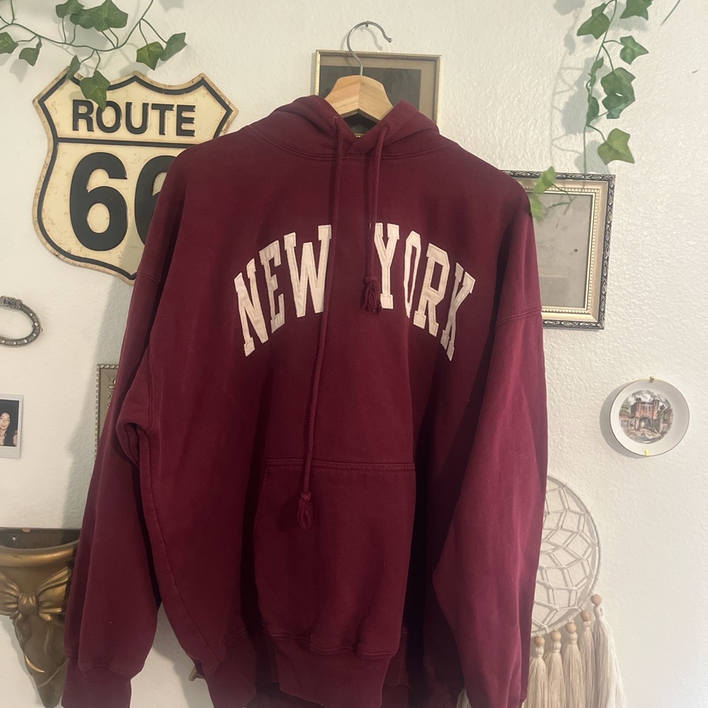 burgundy brandy melville new york hoodie